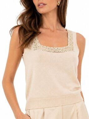 Vintage St John Evening Knit Tank Top Embellished Marie Gray Pullover